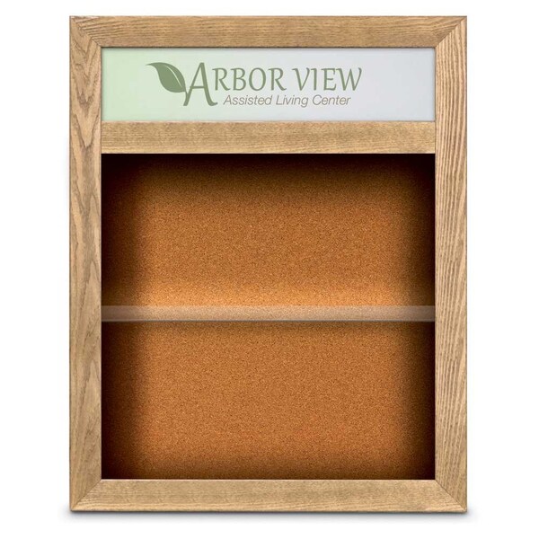 Outdoor Enclosed Combo Board, 42"x32", Satin Frame/White Porc & Cloud